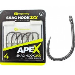 RidgeMonkey Ape-X Snag Hook 2XX Barbed, 10, 4