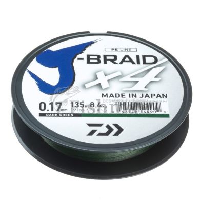 Daiwa J-Braid X4E 270m Dark Green, 0.100 мм., 3,62 кг.(8 lb)