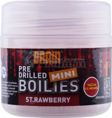 Brain St.rawberry pre drilled mini boilies (полуниця), 10 мм., 20, тонучий