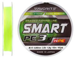 Favorite Smart PE 3x 150м (фл. желтый), 0.117 мм.(#0.5), 4,1 кг.