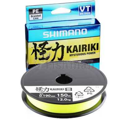 Shimano Kairiki 8 PE( Yellow ) 3000 м, 0,06 мм, 5,22 кг.