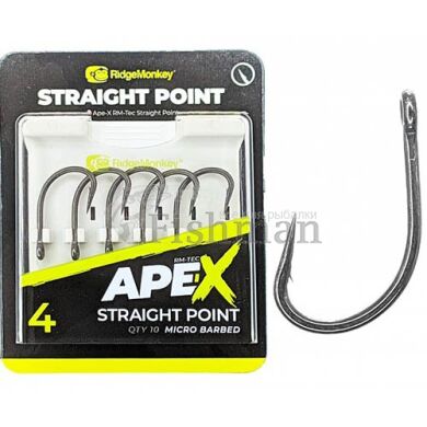 RidgeMonkey Ape-X Straight Point Barbed, 10, 4