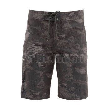 Simms Tumunu Board Short - Print Hex Flo Camo Carbon, 32