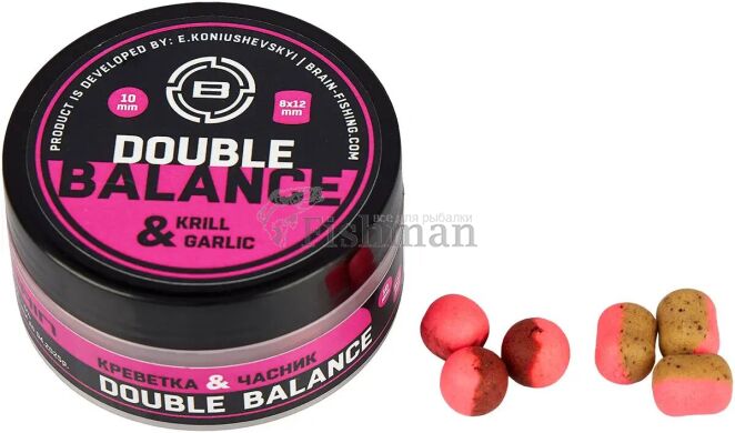 Brain Double Balance Krill & Garlic (креветка + чеснок), 10+8*12 мм, 34, suspender