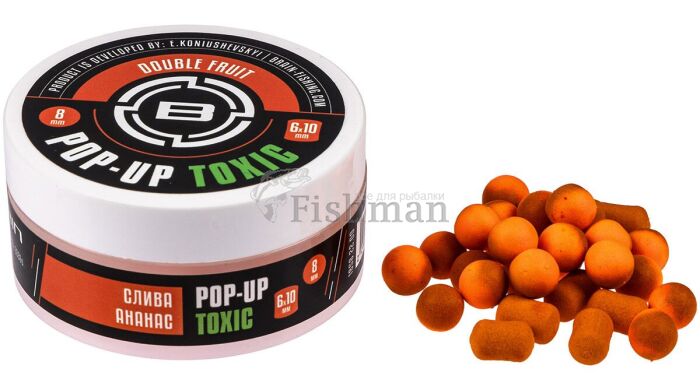 Brain Toxic Pop-Up Double Fruit (cлива + ананас), 10+8*12 мм, 34, плавающий