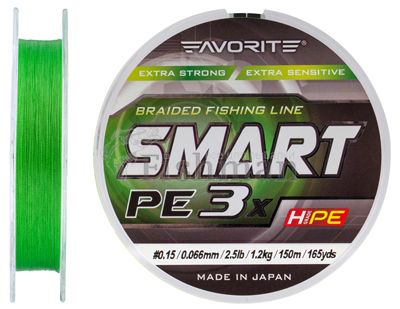 Favorite Smart PE 3x 150м (л.зеленый), 0.117 мм.(#0.5), 4,1 кг.
