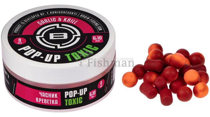 Brain Toxic Pop-Up Krill & Garlic, 10+8*12 мм, 34, floating