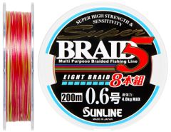 Sunline Super Braid 5 (8 нитей) 200 метров, 0.128 мм.(#0.6), 4 кг.