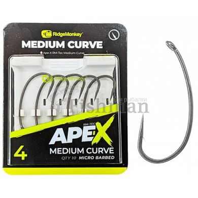 RidgeMonkey Ape-X Medium Curve Barbed, 10, 6