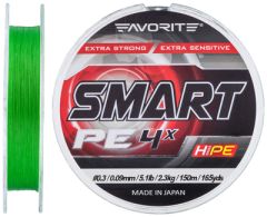 Favorite Smart PE 4x 150м (салатовий), 0.09 мм.(#0.3), 2,26 кг.(5 lb)
