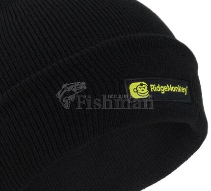 RidgeMonkey Bobble Beanie Hat Black, чорний